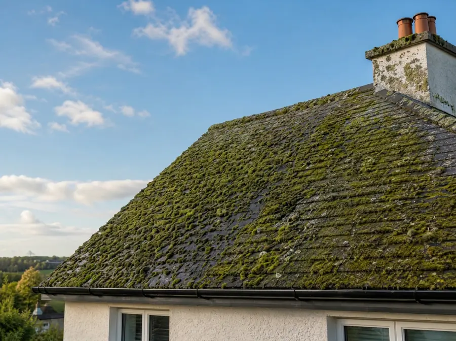 Roof clean — before